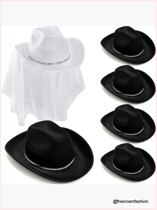 6 Pack Western Rhinestone Hats Bachelorette Bridal Shower Party main image 4
